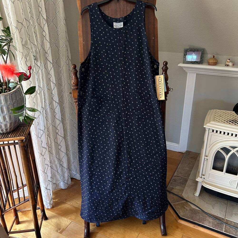 NWT Vintage Directives 90s navy blue sleeveless maxi jumper dress size large